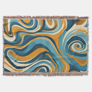 Couverture Motif tripant bleu ocre tourbillonnant liquide