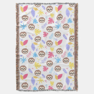 Couverture Motif tropical de paresse et de feuille
