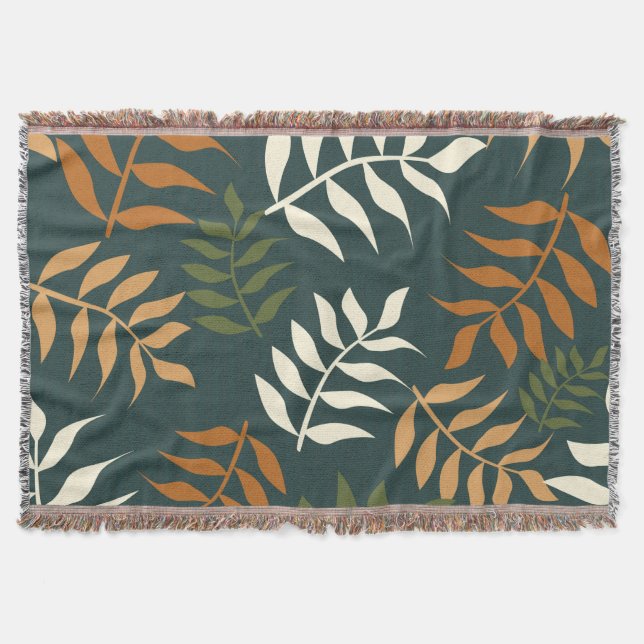 Couverture Motif vectoriel à feuilles Turquoises tropicales (Devant)