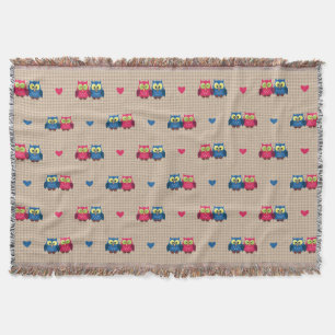 Couverture Motif vérifié avec des hiboux d'amour