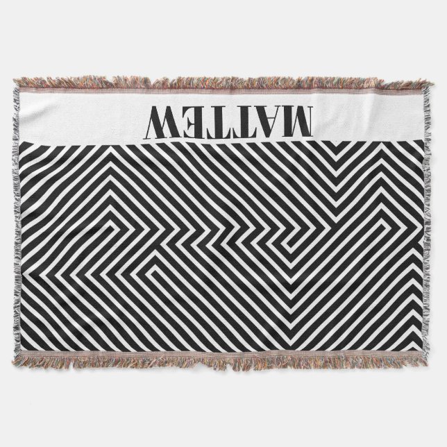 Couverture Motif Zèbre Noir et Blanc Moderne Monogramme (Devant)