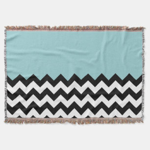Couverture Motif Zigzag noir et blanc, Chevron, Bleu