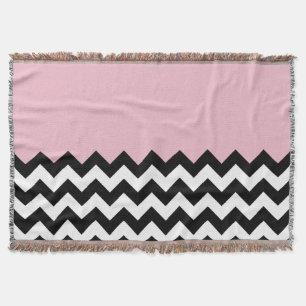Couverture Motif Zigzag noir et blanc, Chevron, rose