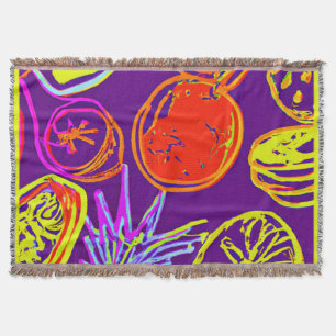 Couverture Motifs de fruits tropicaux au néon
