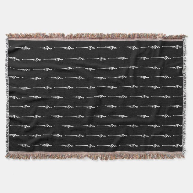 Couverture Musique Motif Melting Treble Clef Blanc et Noir (Devant)