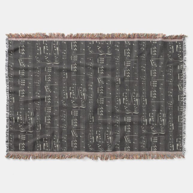 Couverture Musique Note Thème Lancer Blanket Musique Noir & b (Devant)