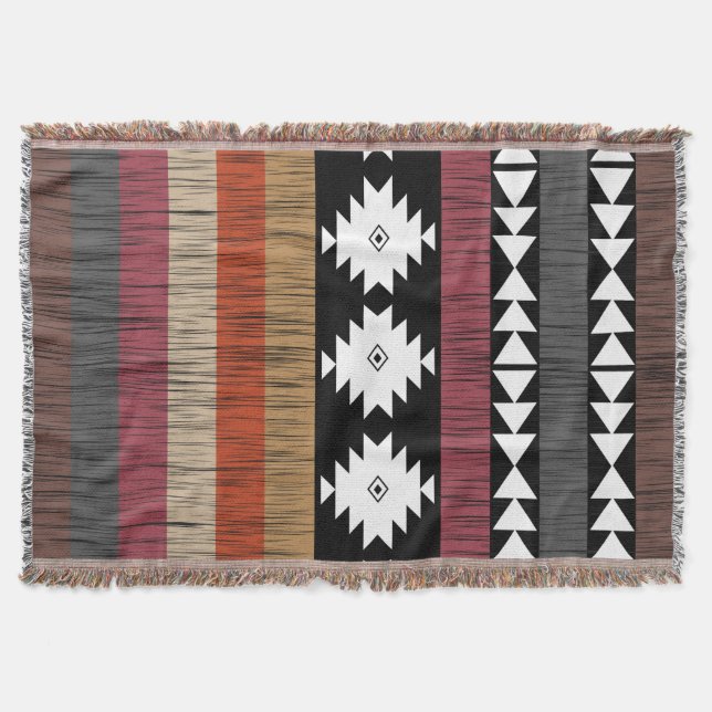 Couverture Native Ethnic Colorful Lines Motif (Devant)
