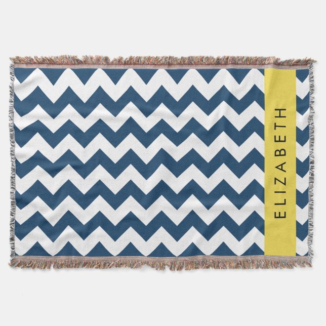 Couverture Navy Blue Zigzag, Navy Blue Chevron, Votre nom (Devant)