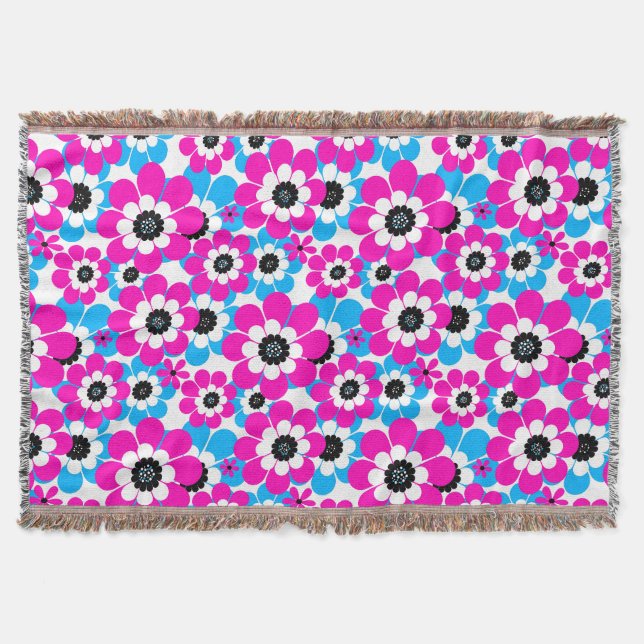Couverture néon floral clair motif crimson lumineux et bleu (Devant)