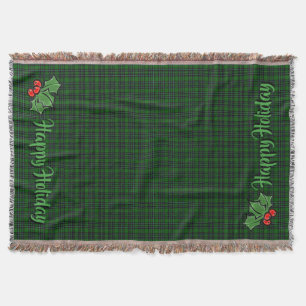 Couverture Noël classique vert plaid rouge saint feuille