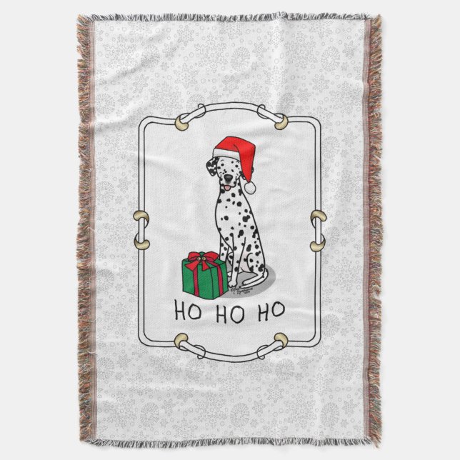 Couverture Noël Santa Hat Chien dalmate (noir 1) Amusant (devant Vertical)