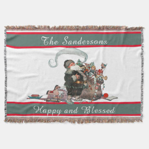 Couverture Noël traditionnel Vintage Père Noël Nom de famille