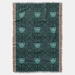 Couverture Noeud Celtique Moderne Et Coeur Dark Motif Turquoi