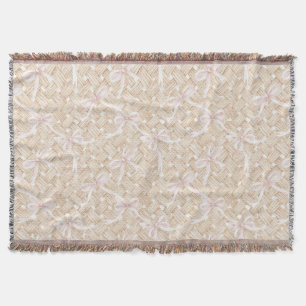 Couverture Nœuds Rose Blush Tressé Panier Faux Anniversaire