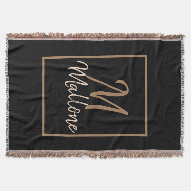 Couverture Noir Brown Gold Scripts Élégant Monogramme (Devant)