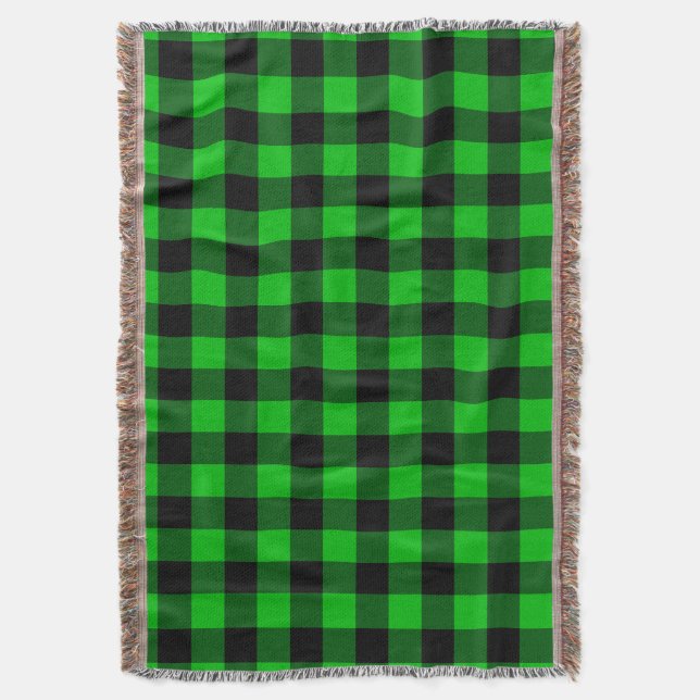 Couverture Noir et vert Plaid coché (devant Vertical)