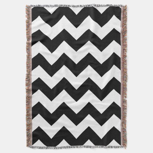 Couverture noire et blanche de jet de Chevron (devant Vertical)