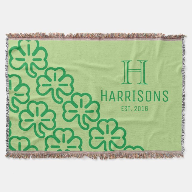 Couverture Nom de famille personnalisé par shamrock irlandais (Devant)