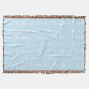 Couverture Nom personnalisable texte motif bleu clair blanc