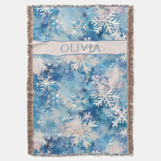 Couverture Nom personnalisé, Flocons de neige à l'aquarelle b