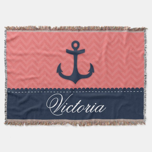 Couverture Nom rose de corail nautique de coutume d'Ancre de (Devant)