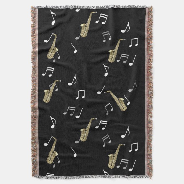 Couverture Notes musicales et saxophones Jazzy (devant Vertical)