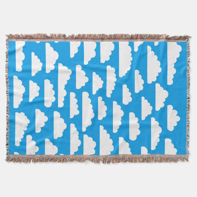 Couverture Nuages fluides - Blanc sur bleu 009dea (Devant)