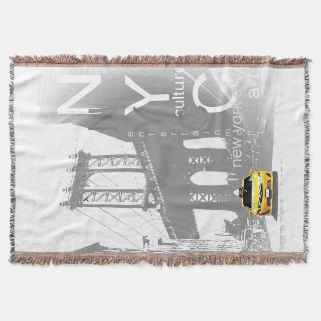 Couverture Nyc Yellow Taxi Brooklyn Bridge Pop Art Photo (Devant)