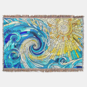 Couverture Ocean Wave Sun mosaïque art