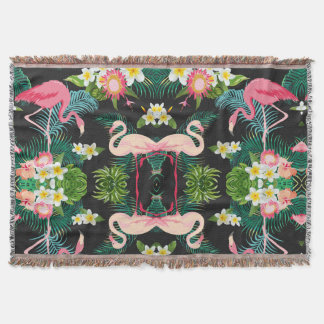 Couverture Oiseaux tropicaux Fleurs Flamant rose Paysage aqua