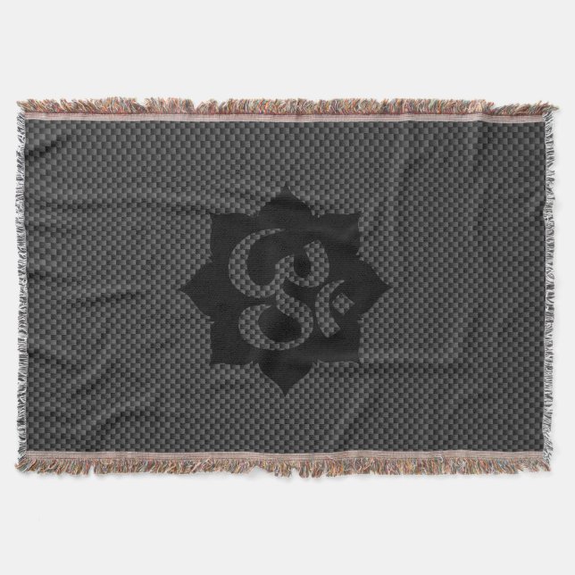 Couverture OM Symbole Lotus Spiritualité Yoga Style carbone (Devant)