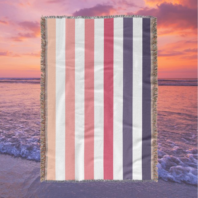 Couverture Ombre Beach Sunset Stripe Dusky Pink & Purples (Créateur téléchargé)