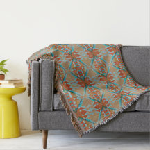 Orange Brown Aqua Turquoise Blue Tribal Art