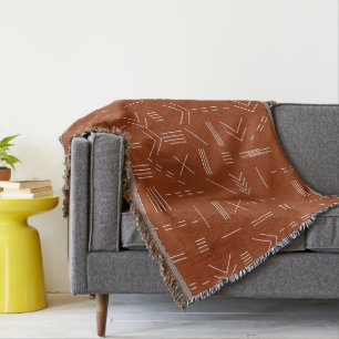 Couverture Orange Terracotta Magnifique Motif géométrique