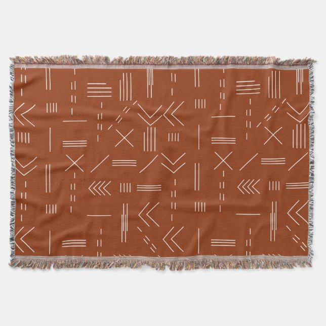 Couverture Orange Terracotta Magnifique Motif géométrique (Devant)