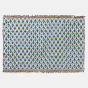 Couverture Oriental Blue Jaune Marocain Arabe Tracery Art