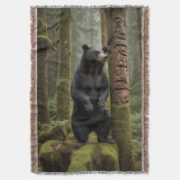 Ours noir et totem Poteau Art de la faune