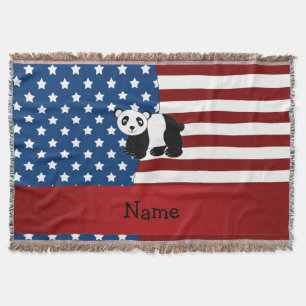 Couverture Panda patriotique nommé personnalisé