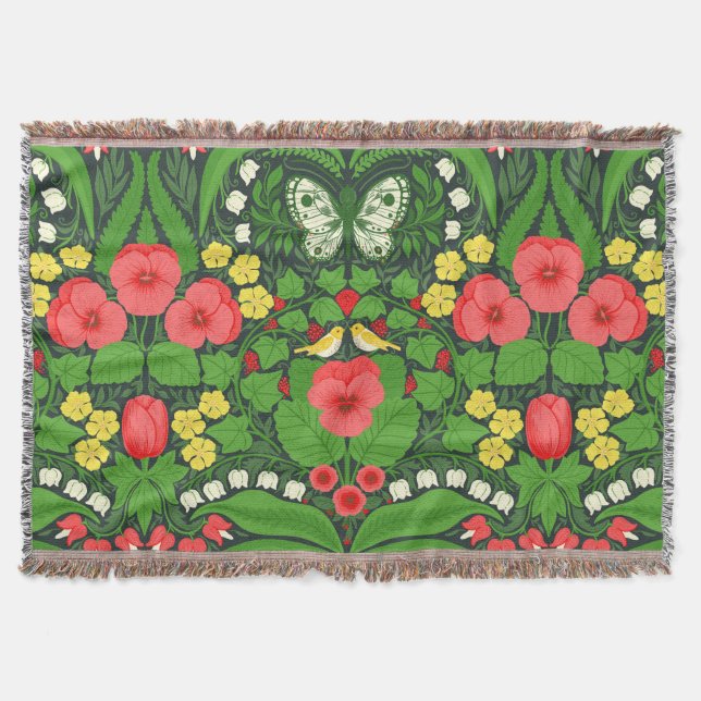 Couverture Pansies rouges, oiseaux et papillons (Devant)