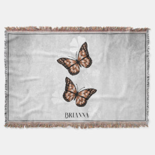 Couverture Papillon de cuivre floral personnalisées Blanche