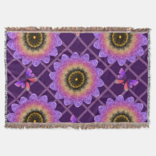 Couverture Papillon et motif de grille de fleurs Cottagecore