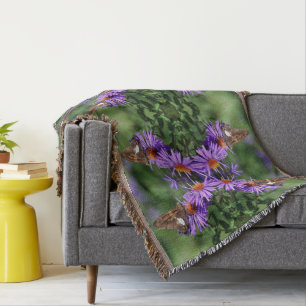 Couverture Papillon Lady Peint Sur Aster Flower Abstrait