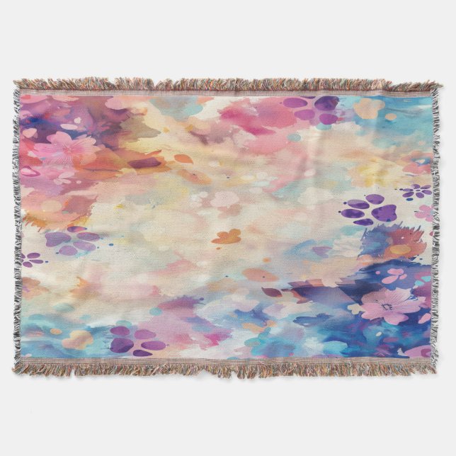 Couverture Pastel Paw Print Throw Blanket A Gentle Hug  (Devant)