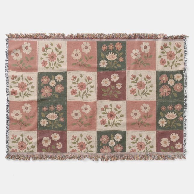 Couverture Patchwork floral rustique sans couture (Devant)