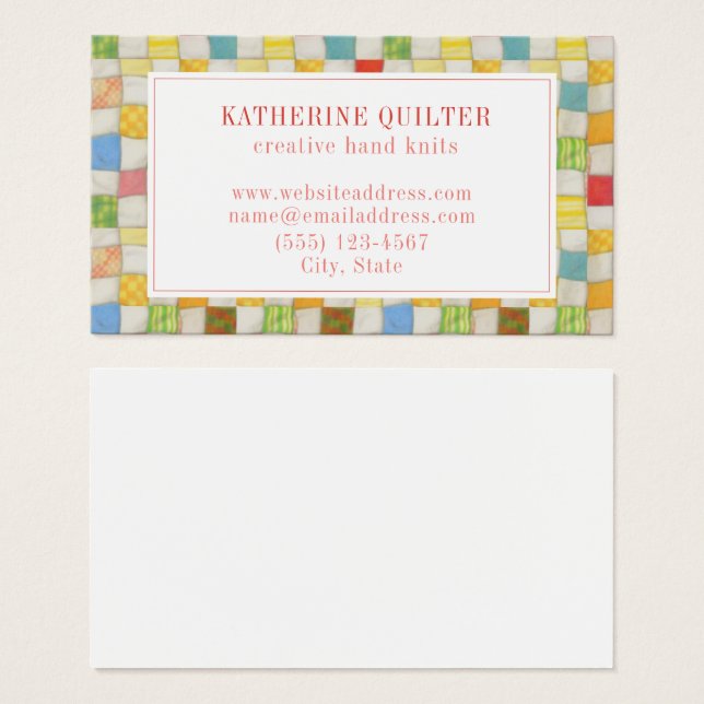 COUVERTURE PATCHWORK FOLLE 3,5x2 Carte de visite I (Devant & derrière)