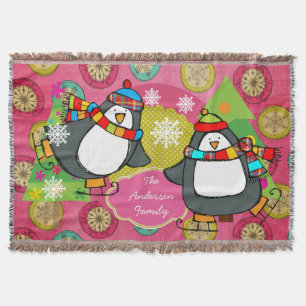 Couverture Patinage pingouins et arbres de Noël Jeu de vacanc