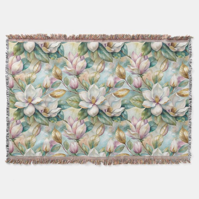 Couverture Pattern Elegant Magnolia Flowers (Devant)
