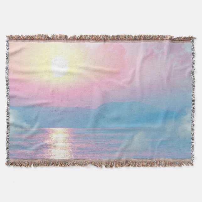 Couverture Paysage magique au coucher du soleil rose (Devant)