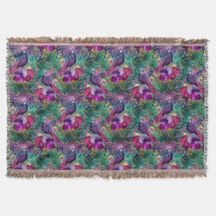 Couverture Peacock et fleurs motif fleuri élégant