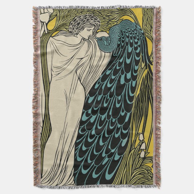 Couverture Peacock Fine Art Bird Nouveau (devant Vertical)